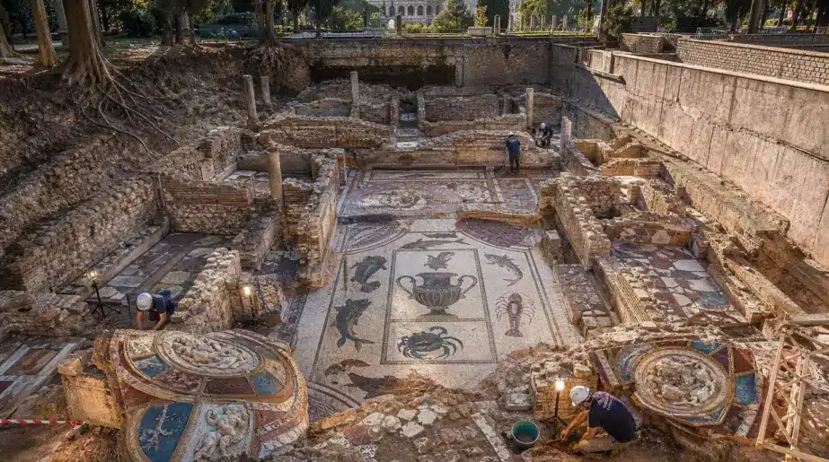 À quelques centaines de mètres du Colisée, un chantier de routine met au jour des mosaïques oubliées depuis des siècles