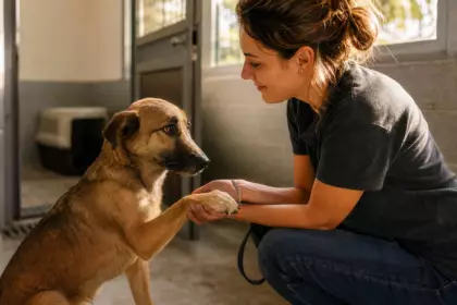 Abandonné dans une cage à 6 mois puis rendu au refuge : le geste de ce chien envers une bénévole a tout changé
