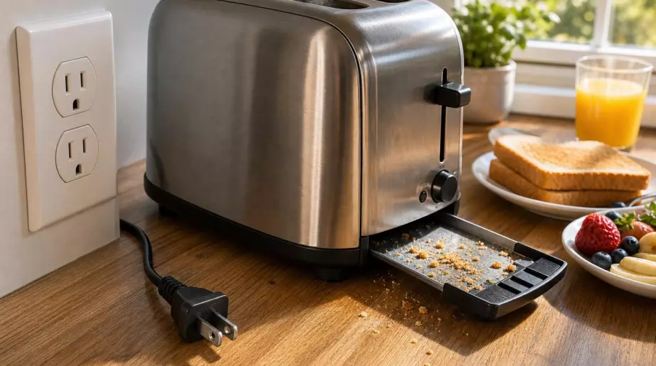 Après le petit-déjeuner, retirez la prise de ce petit appareil : durant huit heures, ses miettes restent un risque discret