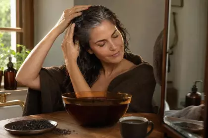 Après trente minutes de pose, cette infusion brune adoucit les reflets gris : le résultat reste discret