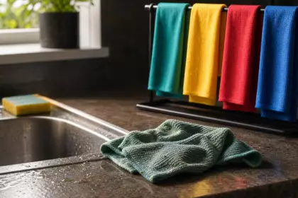 Après une semaine d’usage, beaucoup rangent leur lavette encore humide : ce réflexe favorise les germes dans la cuisine