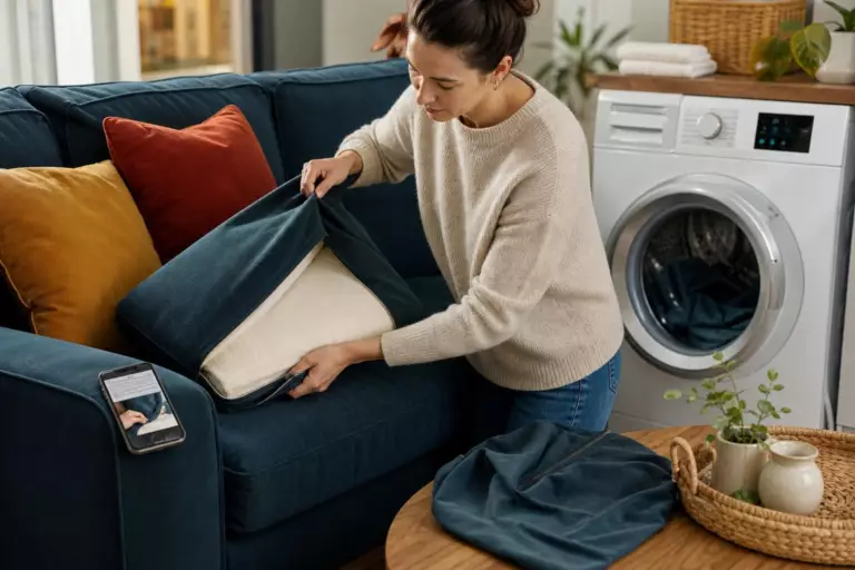 Avant de laver vos housses à 30 degrés, faites ce geste : le tissu garde sa tenue lavage après lavage