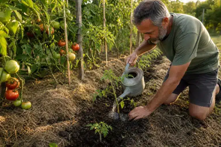 Ce n’est pas pour boucher les trous du potager : mon voisin repique toujours ses gourmands de tomates arrachés en pleine terre