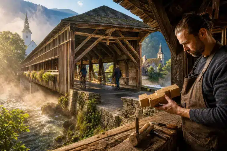 Ce pont en bois du XIXe siècle toujours utilisé : la technique de charpente que l’on réapprend aujourd’hui