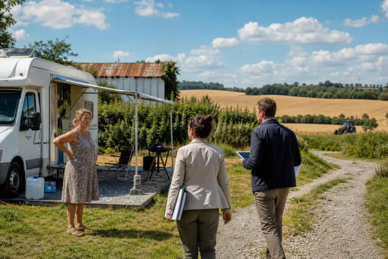 Christine installe son camping-car sur le terrain agricole de son père : deux étés plus tard, le contrôle lui révèle la règle qu’elle ignorait