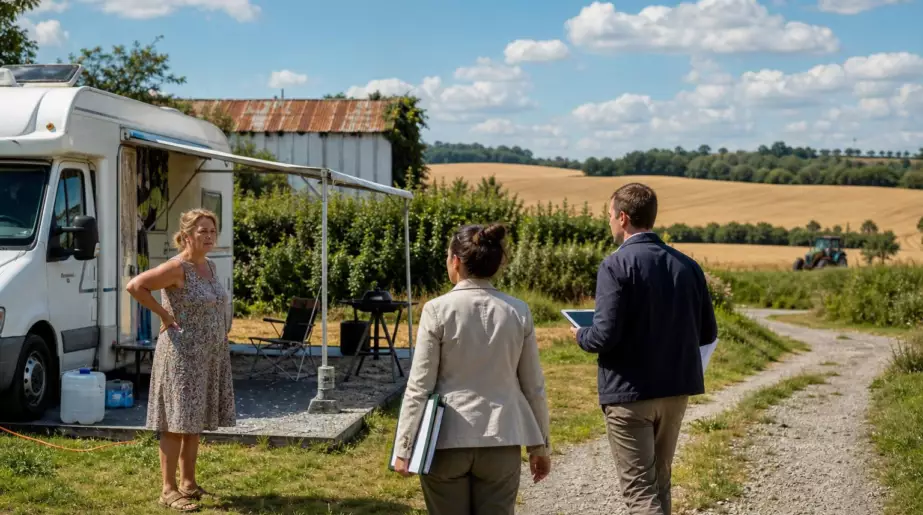 Christine installe son camping-car sur le terrain agricole de son père : deux étés plus tard, le contrôle lui révèle la règle qu’elle ignorait