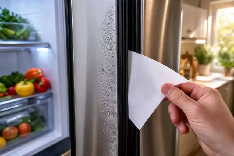 Dans la porte de votre frigo, coincez une feuille de papier et tirez : c’est le test que les techniciens font en premier