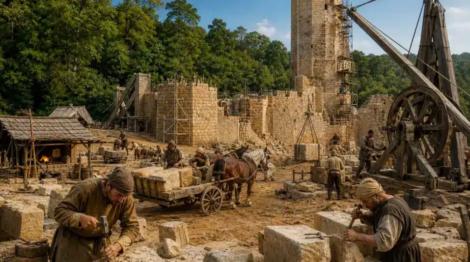 Dans l’Yonne, ils bâtissent un château fort avec les outils du Moyen Âge depuis près de 30 ans : voici pourquoi le chantier n’est toujours pas fini