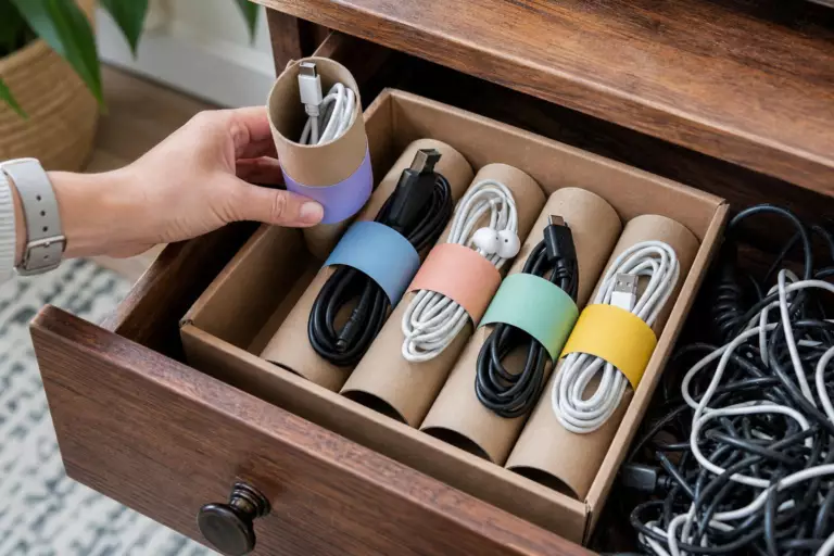 Des rouleaux de papier toilette pour ranger les câbles : l’astuce qui a conquis les réseaux sociaux