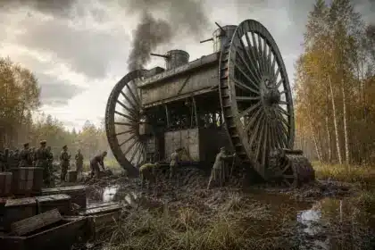 En 1915, la Russie construit un char de 60 tonnes aux roues de 9 mètres : il n’a roulé que quelques dizaines de mètres avant de s’enliser pour toujours