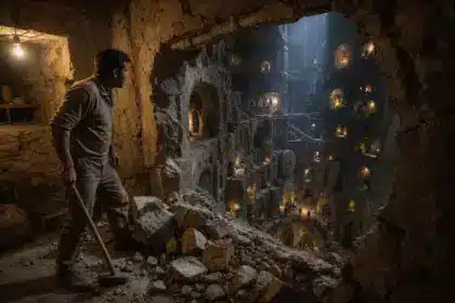 En 1967, un ouvrier abat une cloison de sa cave et découvre une ville souterraine à 70 mètres sous ses pieds : elle pouvait abriter des milliers de personnes