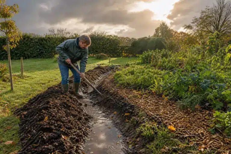 Fin septembre, l’eau stagne près du potager : la méthode d’observation de Julien avant tout coup de bêche