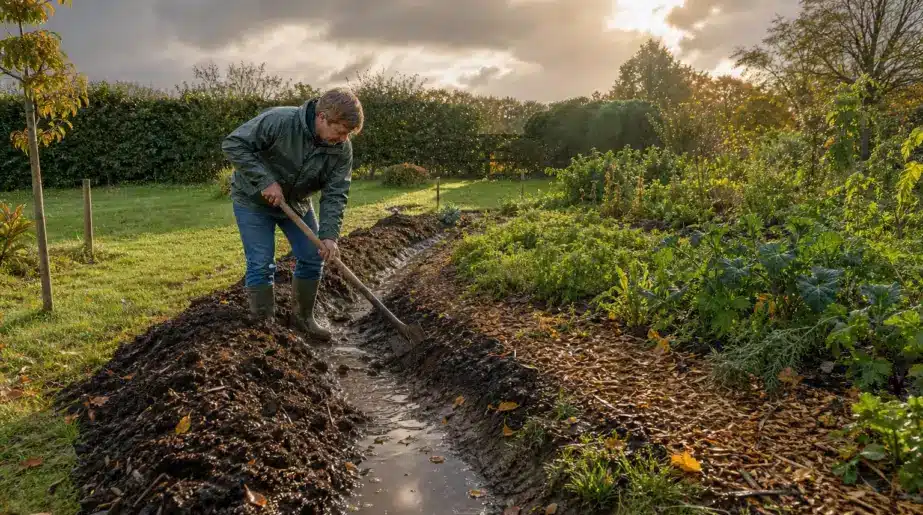 Fin septembre, l’eau stagne près du potager : la méthode d’observation de Julien avant tout coup de bêche