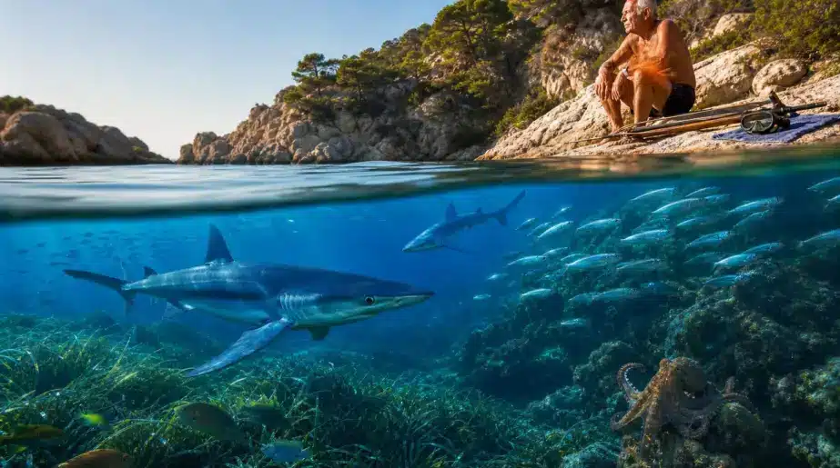 Il arrête de pêcher au harpon dans sa crique : deux étés plus tard, les requins peau bleue sont revenus