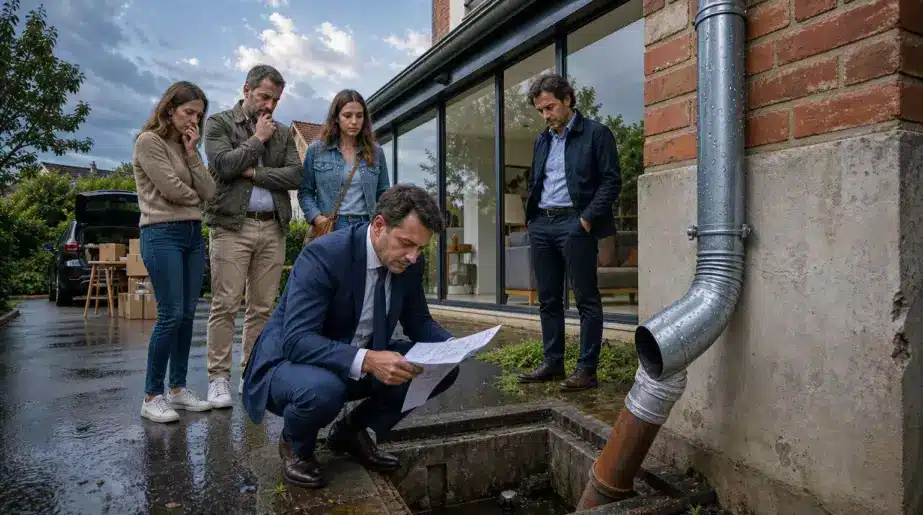 Il branche la gouttière de son extension sur le tuyau existant pour aller plus vite : le notaire le découvre huit ans plus tard, au moment de la vente