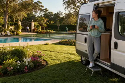 « J’ai une piscine, un court de tennis, un accès complet aux espaces verts, une sécurité privée et un jardinage toute l’année » : Sandra vit dans le luxe grâce à son camping-car pour 297 euros par mois