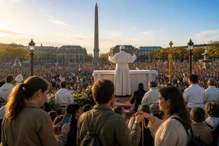 Léon XIV place de la Concorde : devant près de 700 000 fidèles, le pape met en garde contre « les biens matériels » et « les satisfactions immédiates »