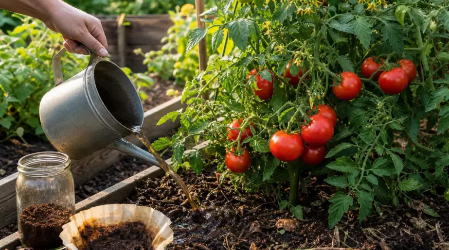 Les jardiniers sont unanimes : vos tomates poussent bien mieux si vous remplacez l’engrais du commerce par le marc de café dilué