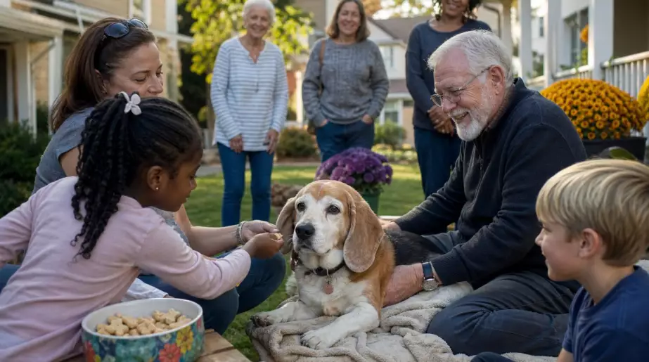Leur Beagle de 19 ans vit ses derniers mois : le stand de friandises installé devant chez eux a réuni tout le quartier