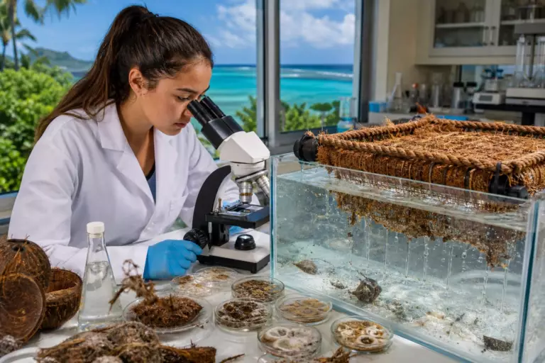 L’expérience de Vera Wang sur des champignons de la noix de coco remporte des prix au salon des sciences et de l’ingénierie de l’État d’Hawaï en 2026 – publiée par la SOEST