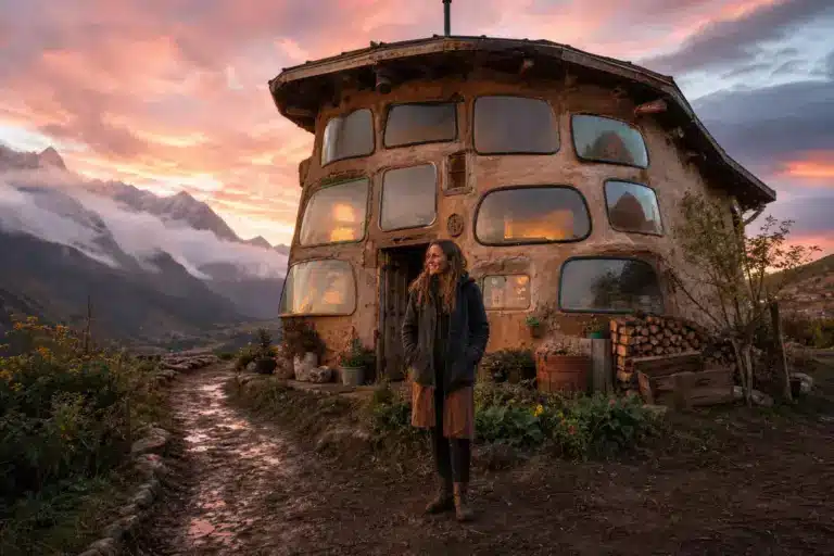 Mariana, 38 ans, a quitté la ville pour vivre dans les montagnes : sa maison en terre est bâtie avec 12 pare-brise récupérés