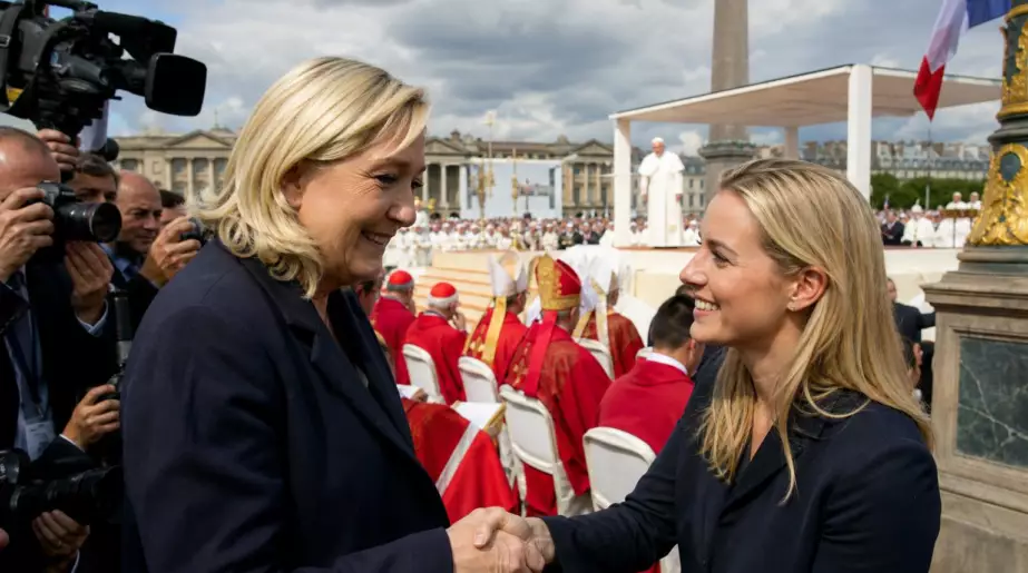 Messe du pape Léon XIV à la Concorde : Marine Le Pen et sa nièce Marion Maréchal se saluent chaleureusement devant les caméras