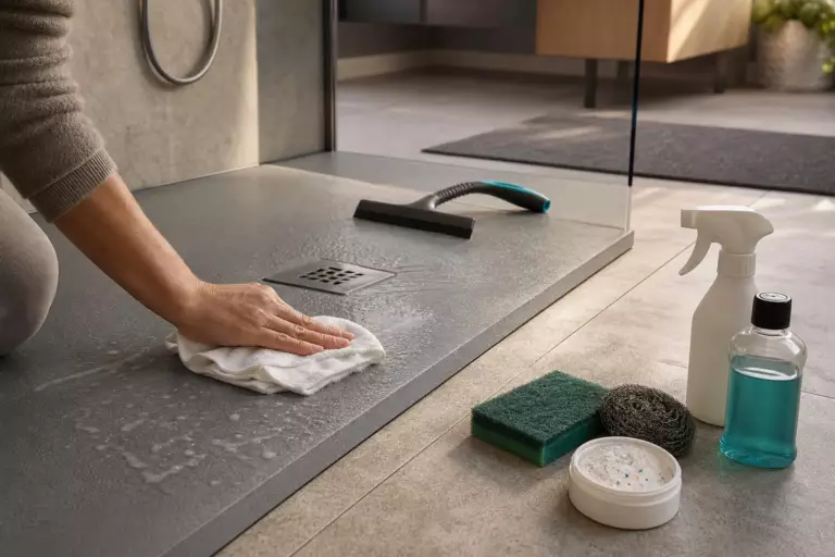 Nettoyer un receveur de douche en résine sans le rayer : les produits à bannir