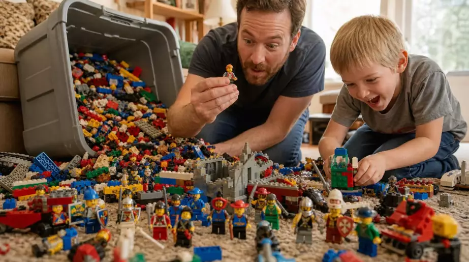 Papa d’un passionné de LEGO, il paie 65 euros un immense bac en plastique rempli de LEGO : à l’intérieur, des sets anciens et plus de 100 figurines