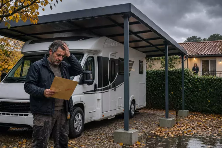 Patrick installe un auvent fixe dans son jardin pour son camping-car : six semaines plus tard, une enveloppe officielle lui apprend son erreur