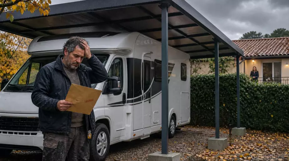 Patrick installe un auvent fixe dans son jardin pour son camping-car : six semaines plus tard, une enveloppe officielle lui apprend son erreur