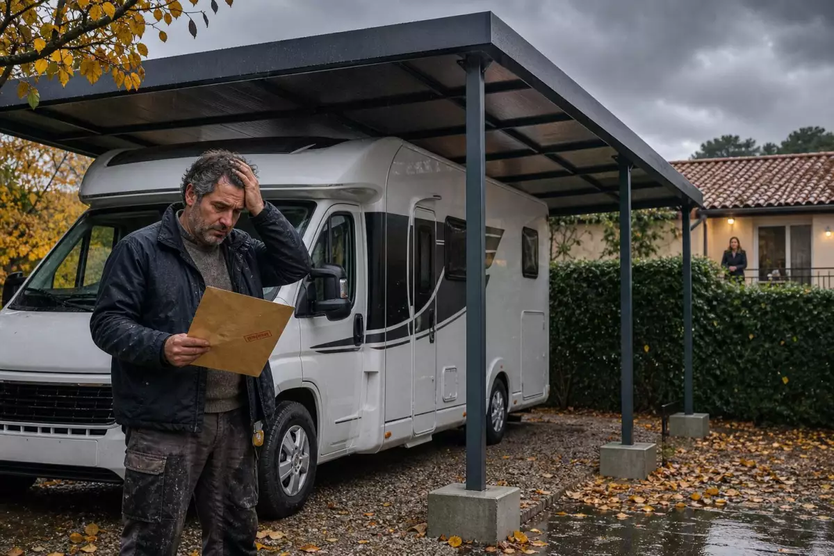 Patrick installe un auvent fixe dans son jardin pour son camping-car : six semaines plus tard, une enveloppe officielle lui apprend son erreur