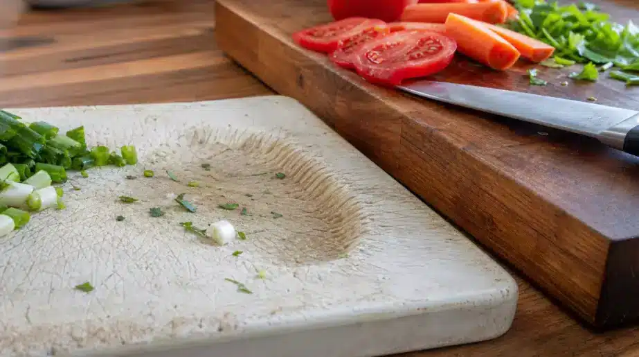 Planche de cuisine rayée : l’astuce simple pour la garder plus longtemps