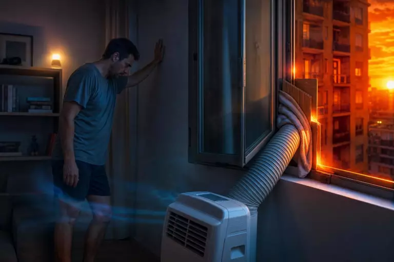 Pourquoi caler la gaine de sa clim mobile dans la fenêtre entrouverte empêche la pièce de descendre : « Je pensais bien faire »