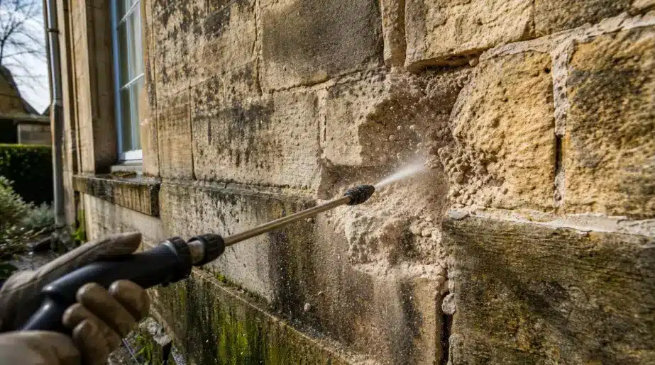 Pourquoi il ne faut jamais utiliser un nettoyeur haute pression sur une façade ou des joints anciens