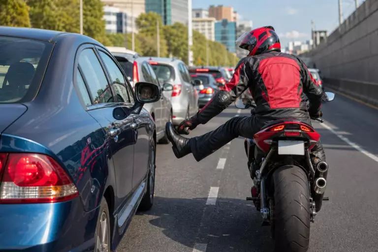 Pourquoi les motards tendent la jambe après avoir dépassé une voiture : l’origine d’un code que peu d’automobilistes comprennent