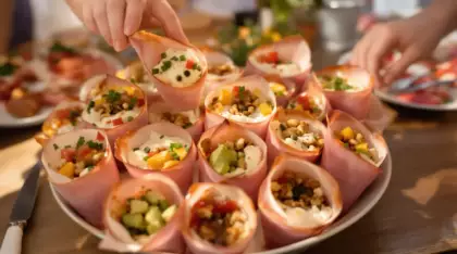 Roulez simplement une tranche de jambon avec cette garniture : vos invités vont se jeter sur le plateau apéro