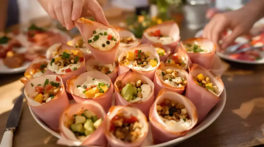 Roulez simplement une tranche de jambon avec cette garniture : vos invités vont se jeter sur le plateau apéro