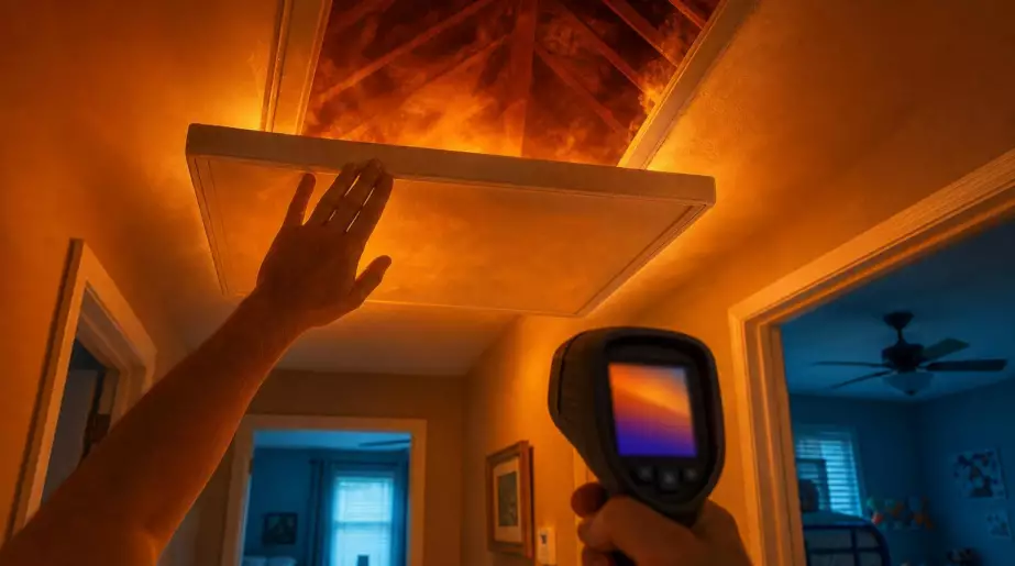 Sans comprendre pourquoi le couloir restait un four, je climatisais mes chambres : le soir où j’ai posé la main sur la trappe des combles, j’ai compris d’où venait la fournaise