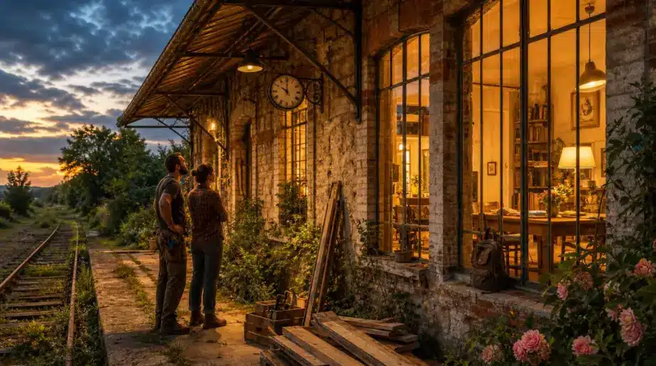 Un couple transforme une ancienne gare désaffectée en maison familiale : les coulisses d’un chantier hors norme