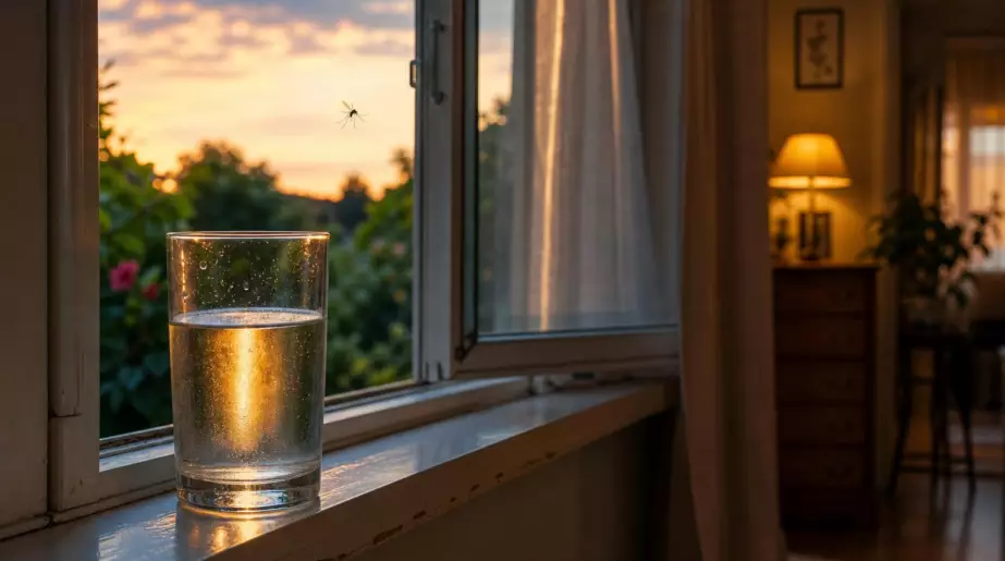 Un simple verre posé près de la fenêtre : la méthode toute bête qui éloigne les moustiques de la maison dès la tombée du soir