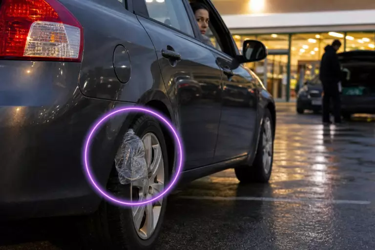 Une bouteille en plastique coincée dans votre roue sur un parking : ce que cache ce détail et le réflexe à avoir