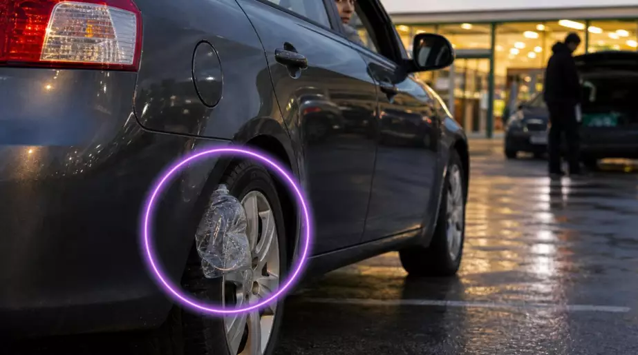Une bouteille en plastique coincée dans votre roue sur un parking : ce que cache ce détail et le réflexe à avoir