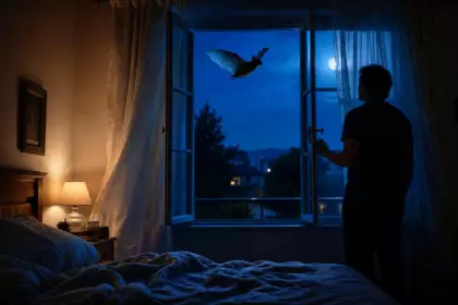 Une chauve-souris entre dans la chambre : mon voisin éteint la lumière et ouvre la fenêtre, et ce n’est pas par gentillesse