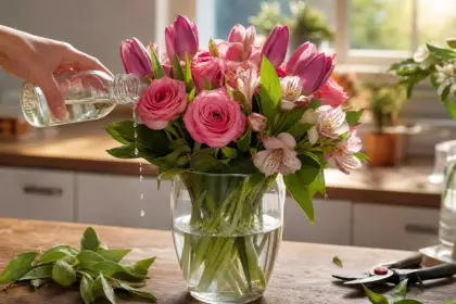 Une goutte de vinaigre dans l’eau des fleurs coupées : combien de jours gagnés
