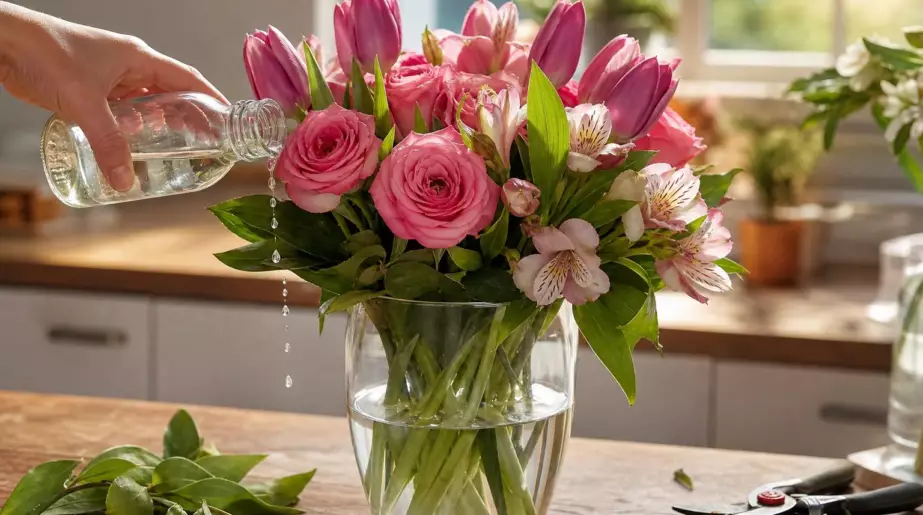 Une goutte de vinaigre dans l’eau des fleurs coupées : combien de jours gagnés