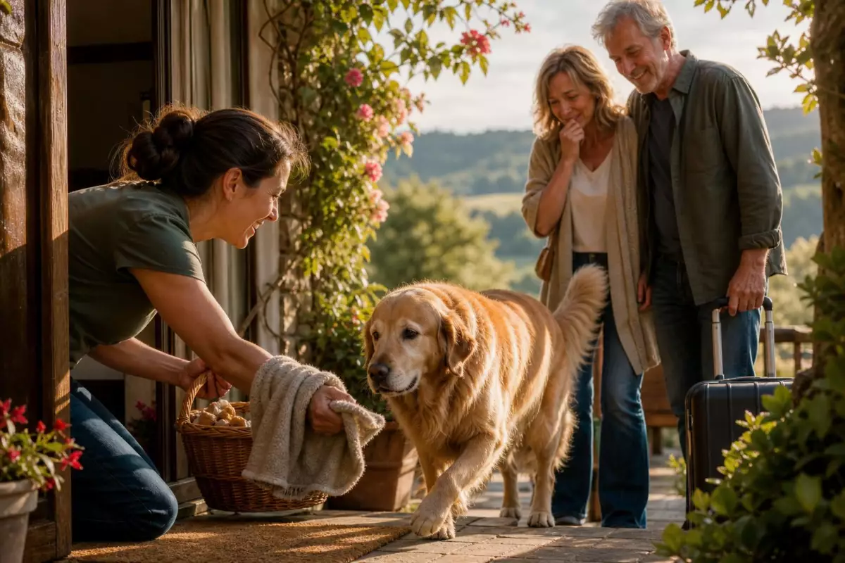 Une hôte Airbnb apprend qu’un chien âgé vient passer ses dernières vacances chez elle : l’accueil qu’elle lui réserve bouleverse ses propriétaires