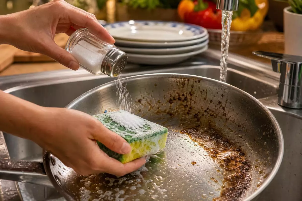 Une pincée de sel dans le liquide vaisselle : l’astuce toute simple qui règle un gros problème de cuisine en quelques minutes