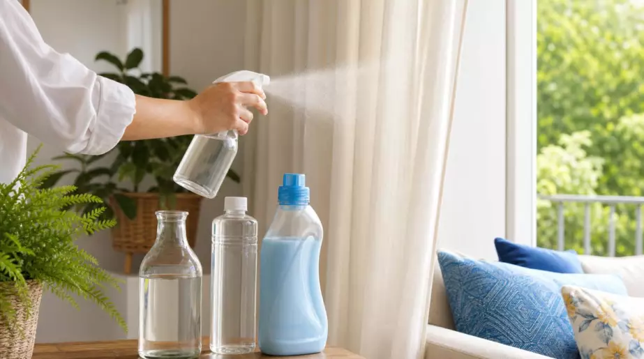 Une spécialiste de l’entretien parfume ses rideaux en quelques secondes : cette préparation à trois produits évite l’odeur de renfermé