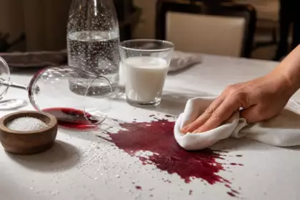 Une tache de vin rouge sur la nappe : sel, eau gazeuse ou lait, ce qui marche vraiment