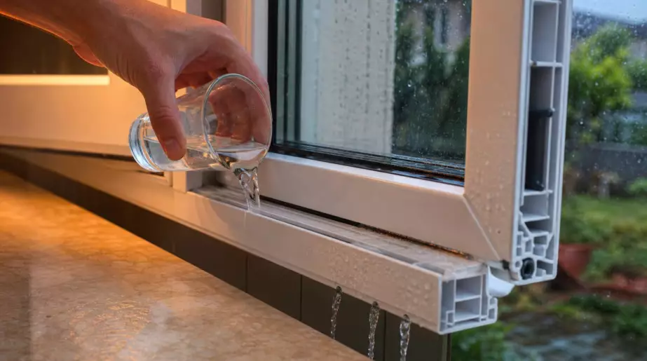 Versez un verre d’eau dans le rail bas de votre fenêtre PVC et attendez : c’est le premier test que font les poseurs
